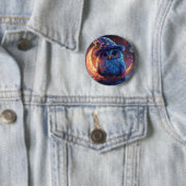 Niedlicher Eule-Zauberer auf dem Mond: Magische Fa Button (Beispiel)
