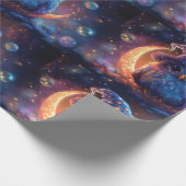 Niedlicher Eule-Zauberer auf dem Mond: Magische Fa Geschenkpapier (Ecke)