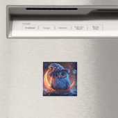 Niedlicher Eule-Zauberer auf dem Mond: Magische Fa Magnet (In Situ (Geschirrspüler))