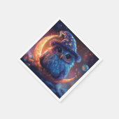 Niedlicher Eule-Zauberer auf dem Mond: Magische Fa Serviette (Ecke)