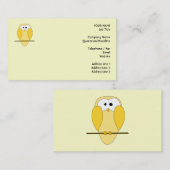 Niedlicher Eulen-Cartoon. Gelb Visitenkarte (Vorne/Hinten)
