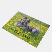 Niedlicher Eurasier-Hund in einer Weidenblüte Fußmatte (Schrägansicht)