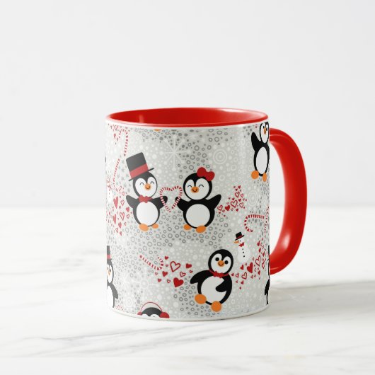 Niedlicher Extravaganter Top Hat Weihnachtspenguin Tasse (VorderseiteRechts)