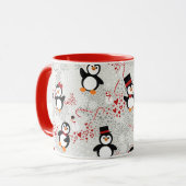 Niedlicher Extravaganter Top Hat Weihnachtspenguin Tasse (Vorderseite Links)