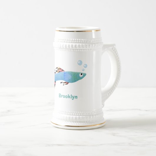 Niedlicher extravaganter tropischer Cartoon Bierglas (VorderseiteRechts)