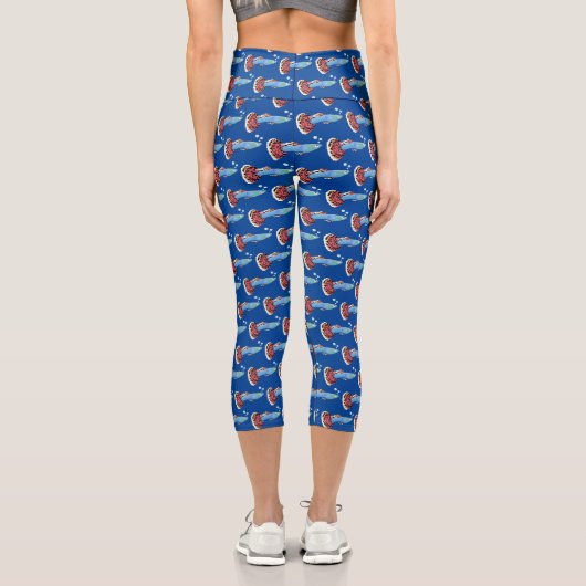 Niedlicher extravaganter tropischer Cartoon Capri Leggings (Rückseite)