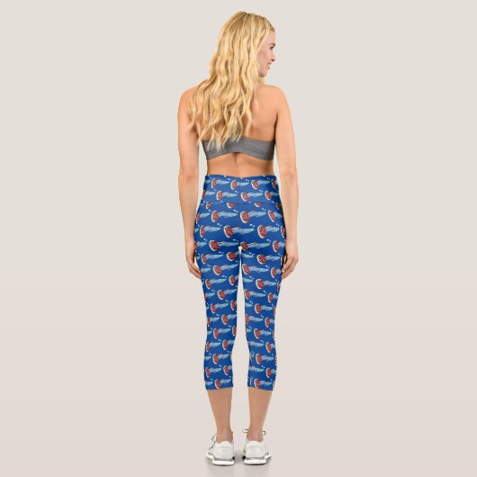 Niedlicher extravaganter tropischer Cartoon Capri Leggings (Rückseite)