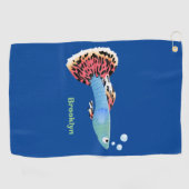 Niedlicher extravaganter tropischer Cartoon Golfhandtuch (Horizontal)