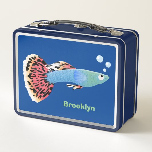 Niedlicher extravaganter tropischer Cartoon Metall Brotdose (Rückseite)