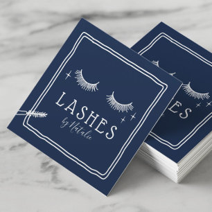 Niedlicher Eyelash Makeup Artist Navy Blue Beauty Quadratische Visitenkarte