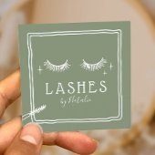 Niedlicher Eyelash Makeup Artist Sage Green Beauty Quadratische Visitenkarte