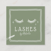 Niedlicher Eyelash Makeup Artist Sage Green Beauty Quadratische Visitenkarte (Vorderseite)