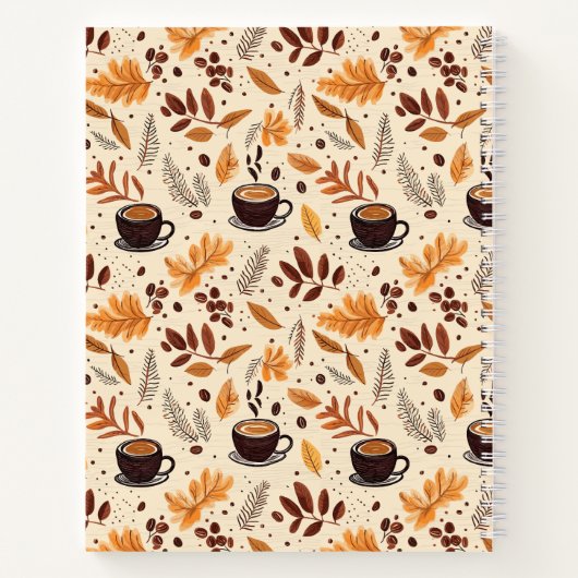 Niedlicher Fall Coffee Pattern| Custom Spiral Note Notizblock (Rückseite)