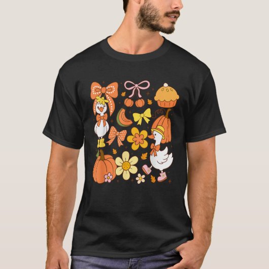Niedlicher Fall Coquette Goose Pumpkin Pie Ästheti T-Shirt (Vorderseite)