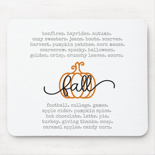 Niedlicher Fall Definition Worte Pumpkin Herbst Mousepad (Vorne)