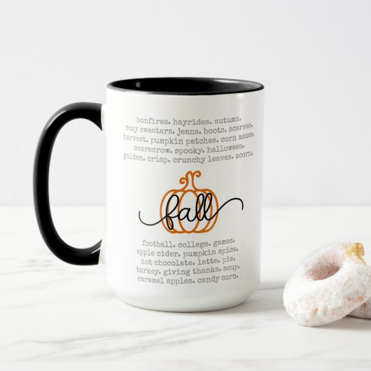 Niedlicher Fall Definition Worte Pumpkin Herbst Tasse (Mit Donut)