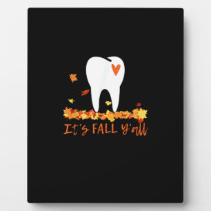 Niedlicher Fall Dental Tooth und Blätter Es fällt Fotoplatte