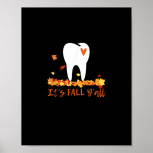 Niedlicher Fall Dental Tooth und Blätter Es fällt Poster
