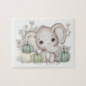 Niedlicher Fall Elephant und Pumpkins Jigsaw Puzzl Puzzle (Horizontal)