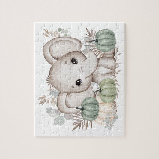 Niedlicher Fall Elephant und Pumpkins Jigsaw Puzzl Puzzle (Vertikal)