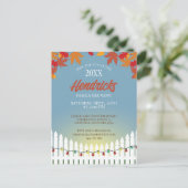 Niedlicher Fall Family Wiedersehen-Zaun Postkarte (Stehend Vorderseite)