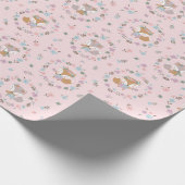 Niedlicher Fall Fox mit Blume pink Geschenkpapier (Ecke)