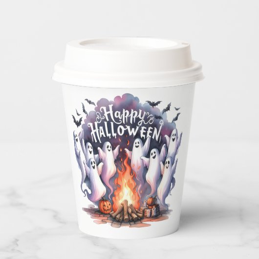 Niedlicher Fall Ghost Happy Halloween Paper Cup Pappbecher (Vorderseite)