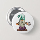 Niedlicher Fall Gnome mit Kaffee-Tasse Button (Vorne & Hinten)