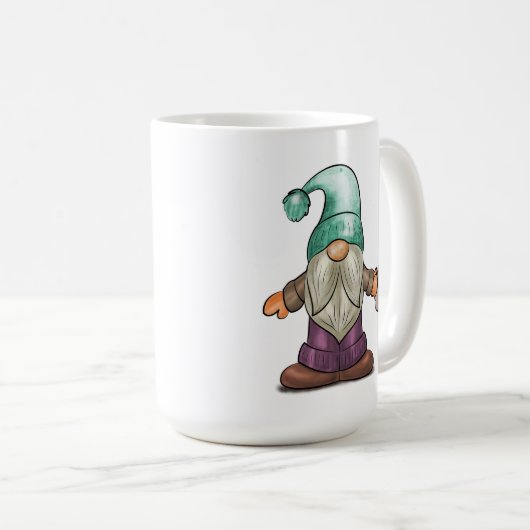 Niedlicher Fall Gnome mit Kaffee-Tasse Kaffeetasse (VorderseiteRechts)