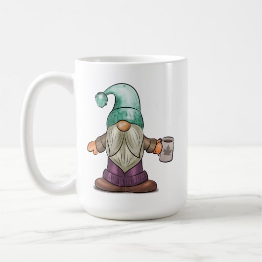 Niedlicher Fall Gnome mit Kaffee-Tasse Kaffeetasse (Links)