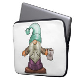Niedlicher Fall Gnome mit Kaffee-Tasse Laptopschutzhülle (Vorderseite Links)