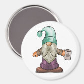 Niedlicher Fall Gnome mit Kaffee-Tasse Magnet (Vorderseite/Rückseite)