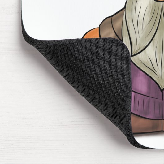 Niedlicher Fall Gnome mit Kaffee-Tasse Mousepad (Ecke)