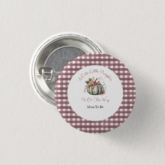 Niedlicher Fall Green & Plum Pumpkin Themed Baby D Button (Vorne & Hinten)