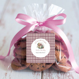 Niedlicher Fall Green & Plum Pumpkin Themed Baby D Quadratischer Aufkleber