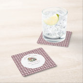 Niedlicher Fall Green & Plum Pumpkin Themed Baby D Rechteckiger Pappuntersetzer (Vor Ort)