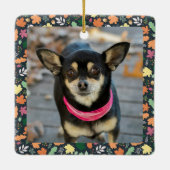 Niedlicher Fall Hund Foto Keramik Ornament (Rückseite)