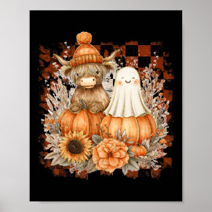 Niedlicher Fall Kuh Ghost Spooky Jahreszeit Herbst Poster