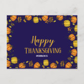 Niedlicher Fall Kürbis boarder Happy Thanksgiving Ankündigungspostkarte (Vorderseite)