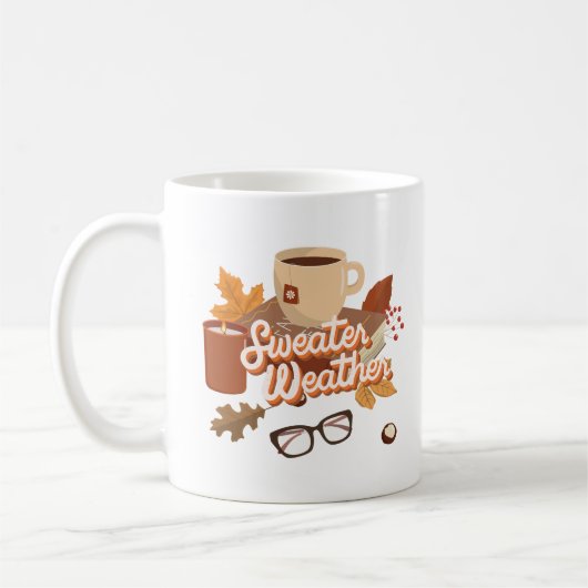 Niedlicher Fall Look Sweater Weather Warmth Illust Kaffeetasse (Links)
