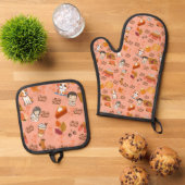 Niedlicher Fall Oven Mitt und Pot Holder Ofenhandschuh & Topflappen-Set (Oben Unten)