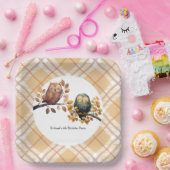 Niedlicher Fall Owl & Eichhörnchen Junge Geburtsta Pappteller (Party)