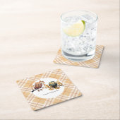 Niedlicher Fall Owl & Eichhörnchen Junge Geburtsta Rechteckiger Pappuntersetzer (Vor Ort)