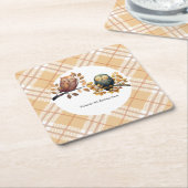 Niedlicher Fall Owl & Eichhörnchen Junge Geburtsta Rechteckiger Pappuntersetzer (angewinkelt)