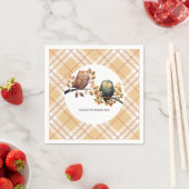 Niedlicher Fall Owl & Eichhörnchen Junge Geburtsta Serviette (Beispiel)