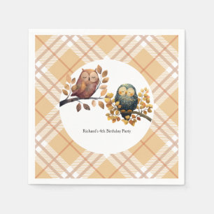 Niedlicher Fall Owl & Eichhörnchen Junge Geburtsta Serviette