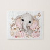 Niedlicher Fall Pink Elephant und Kürbiskins Puzzle (Horizontal)
