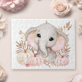 Niedlicher Fall Pink Elephant und Kürbiskins Puzzle