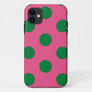 Niedlicher Fall Polka Dot Pink & Green iPhone 11 Hülle