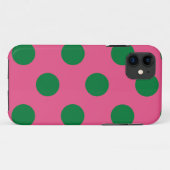 Niedlicher Fall Polka Dot Pink & Green Case-Mate iPhone Hülle (Rückseite (Horizontal))